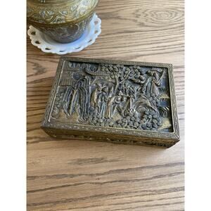 Antique Hand Carved Wooden Chinese Box With Hinged Lid Vintage Carved Box